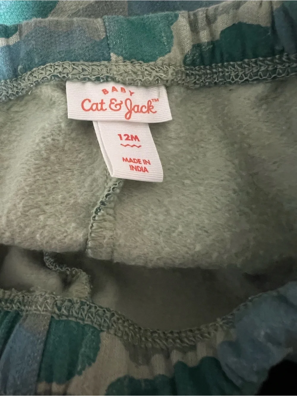 Cat & Jack Camo Fleece Sweatshirt Jogger Set 12M Green Baby